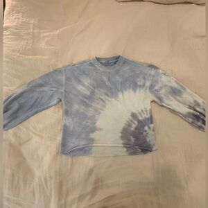 Abercrombie & Fitch Blue and White Tie-Dye Crew Neck Sweatshirt